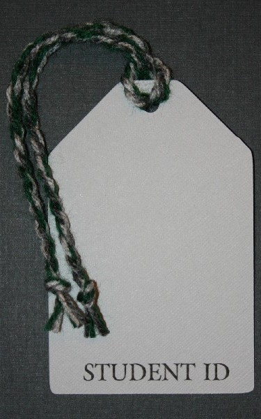 School ID Tag -  Silver and Green